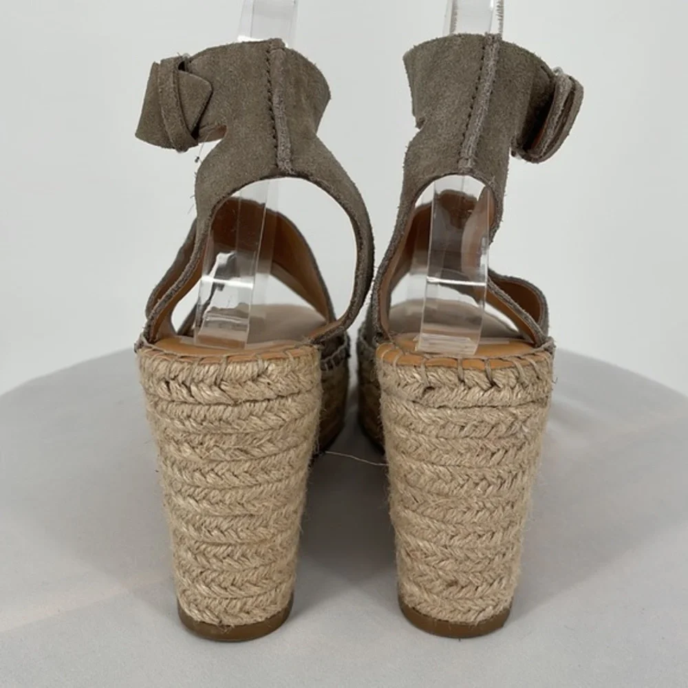Dolce Vita Wedge Sandals Taupe 6.5‎ Shae Leather Ankle Strap Beige Heels